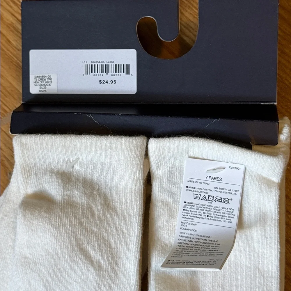 Baby Gap Toddler Crew Socks 7 Pairs 4-5 Years Cream Color